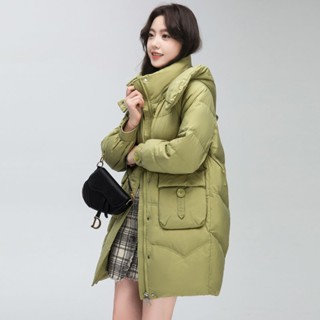 加厚保暖冬天外套🌟冬季新版衣鴨鴨正品羽絨服女中長版加厚韓版寬鬆學生百搭外套韓版 羽絨外套連帽 長款 I00P