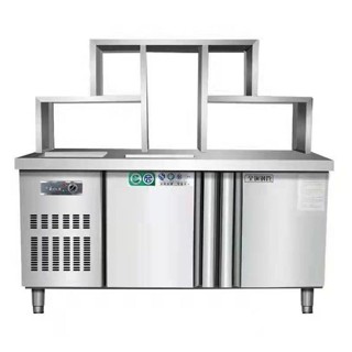 精品*熱賣水吧臺商用奶茶操作臺雙溫工作臺一體櫃冷藏冷凍工作臺奶茶店裝置誠信歡樂店鋪