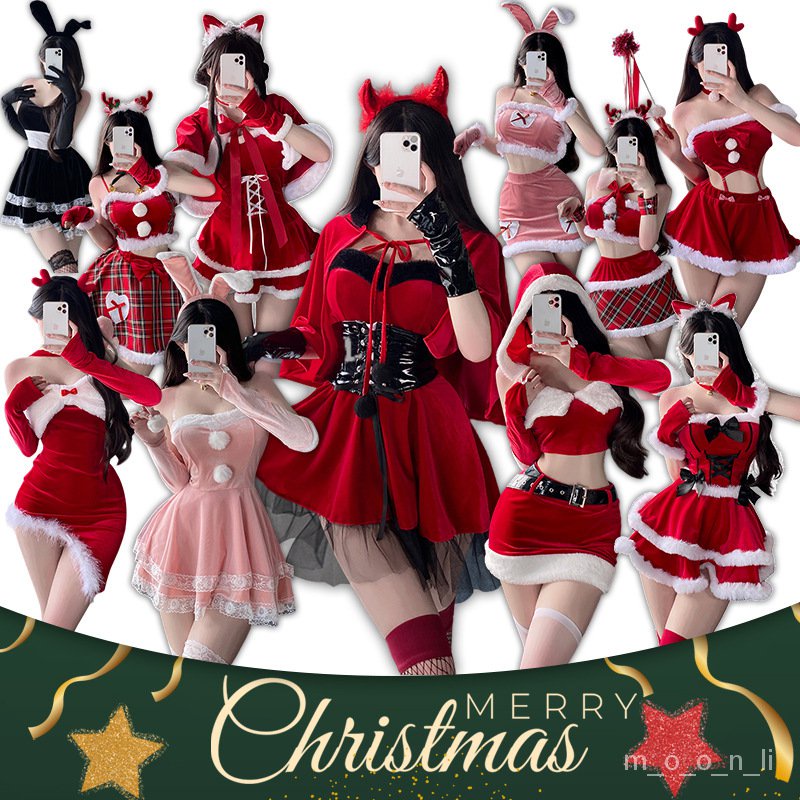 🔥性感聖誕裝 聖誕節服裝 聖誕裝 聖誕服裝 聖誕套裝 新款聖誕節服裝 舞臺錶演服 新年派對服性感聖誕裝兔女郎cos女裝