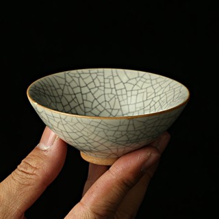 茶杯 茶具 品茗杯 功夫茶杯 陶瓷杯 主人茶杯 功夫茶具 米黃汝窯斗笠盞功夫茶杯陶瓷冰裂釉主人杯個人專用開片茶具品茗杯
