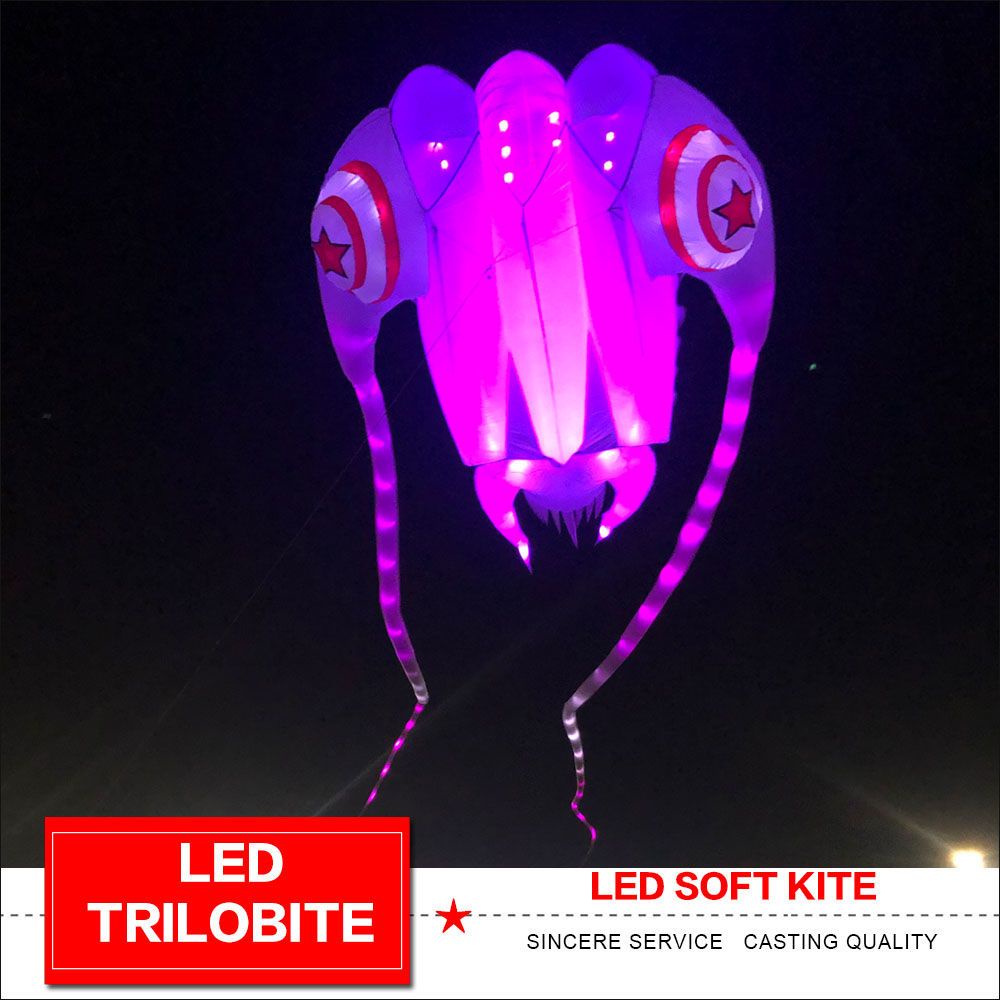 2020新款夜光三葉蟲風箏 成人大型軟體傘佈充氣風箏 夜光風箏