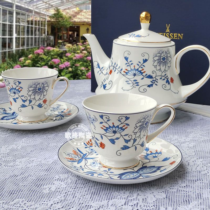 《若水🎀》德國梅森MEISSEN藍星洋蔥歐式宮廷風客廳下午茶一壺雙杯碟禮物