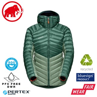 【Mammut 長毛象 女 Broad Peak IN 防潑水羽絨連帽外套《玉石綠/深玉石綠》 】1013-02970