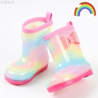 兒童 雨鞋 女童 公主 寶寶 輕便 膠鞋 幼兒園 雨靴 防滑 水靴 小孩 童 加絨 彩虹 兒童防滑水靴 彩虹雨鞋