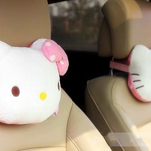 日本新款可愛Hello Kitty卡通車載汽車頭枕車枕頭護頸枕靠枕 抱枕