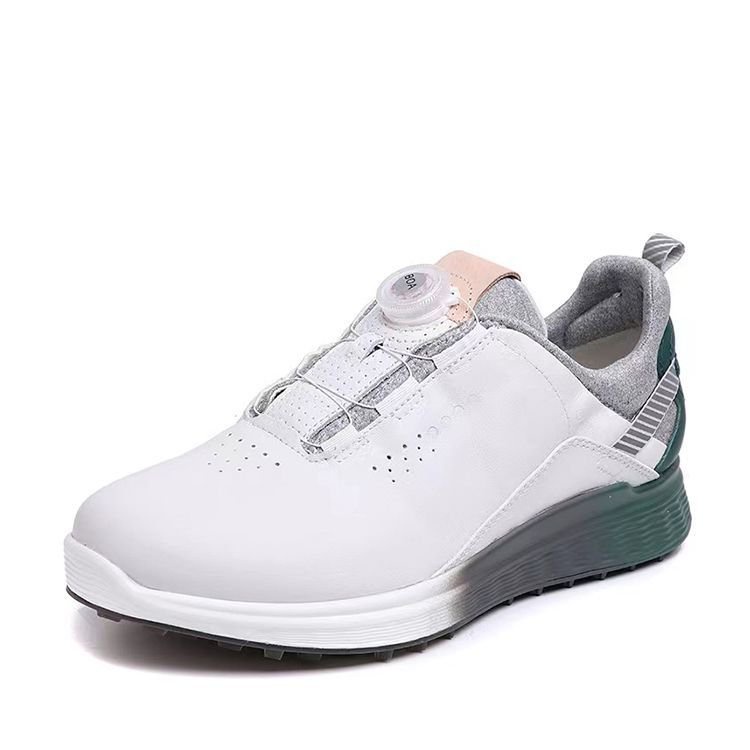 ECCO 新款男士高爾夫球鞋自動扣防滑固定鞋釘戶外真皮休閒運動男款鞋子 NAI7