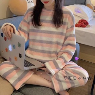 【睡美人高階睡衣精選】睡衣女冬季珊瑚絨韓版長袖加絨加厚法蘭絨可愛秋冬季家居服套裝女