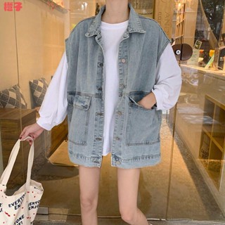 馬甲背心🎀春裝網紅牛仔馬甲女寬鬆歐貨外穿百搭韓版無袖坎肩工裝外套ins潮
