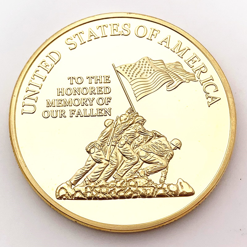 美國海軍陸戰隊幣 戰士鍍金紀念幣外國硬幣金幣工藝金幣牙仙金幣