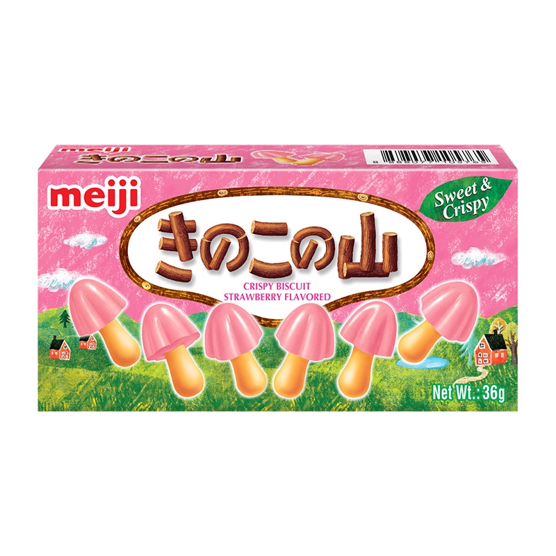Meiji明治 香菇造型餅乾(草莓口味) 36g【家樂福】