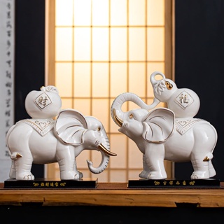 陶瓷風水白大象擺件招財鎮宅家用一對客廳辦公室吉祥物電視櫃擺設hjvb
