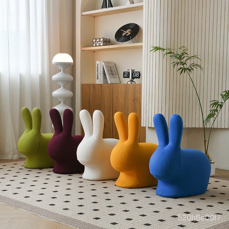 網紅萌兔兒童坐凳客廳簡約現代擺件換鞋凳兒童小沙發小兔動物座椅