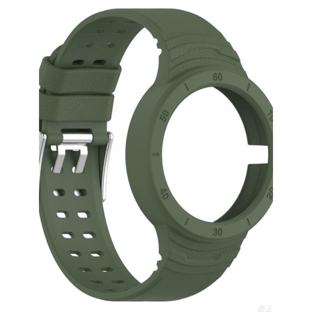 適用華為Huawei Watch GT Cyber鎧甲錶帶+保護殼一件式皮紋充電線器