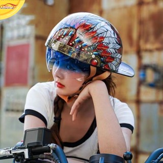四季通用 哈雷瓢盔安全帽 可伸縮透明內鏡片 半盔 摩託車 個性 男女 四季通用 PPOA