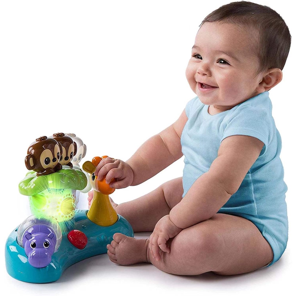 美國嬰幼早教啟蒙益智寶寶多功能聲光玩具森林動物逗趣彈跳方向盤