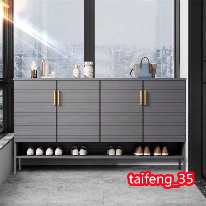 定制簡約現代灰色全鋁合金鞋櫃 家用門口室外防曬防水可定制陽臺儲物櫃