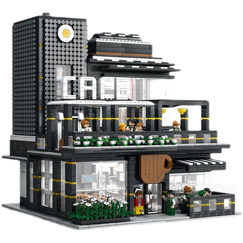 兼容樂高現代星巴克咖啡廳全街景系列城市建筑積木拼裝玩具禮物女