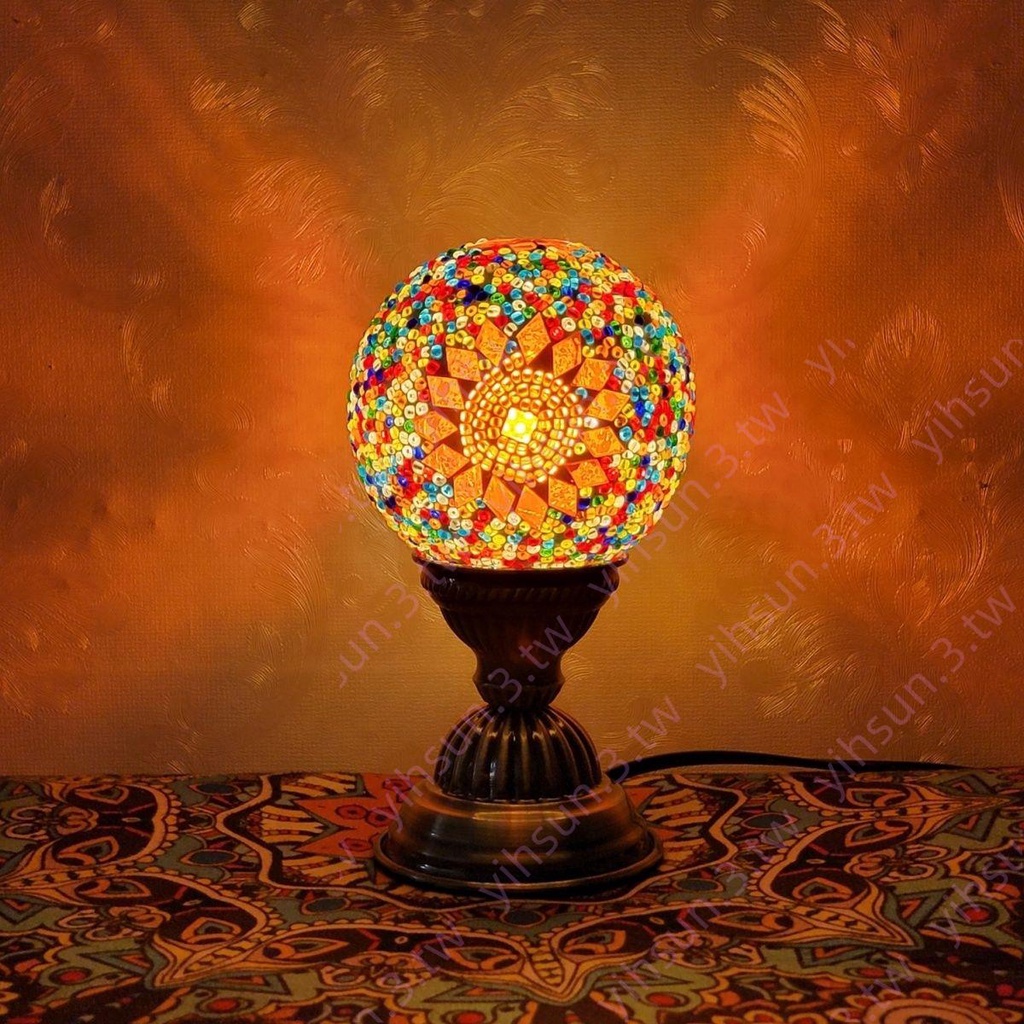摩洛哥異域馬賽克床頭民族咖啡廳裝飾土耳其圓球小夜光臺燈成品暢銷無憂lmn