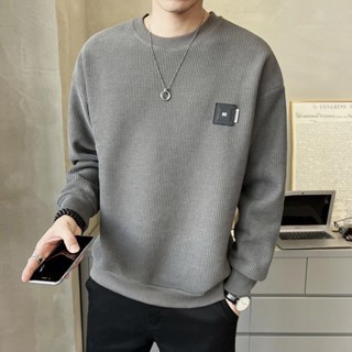 休閒長袖大學T男|大尺碼105公斤男上衣|春秋衛衣男|高階潮流圓領大學T|寬鬆百搭男生大學T|休閒長袖上衣|韓版衛衣