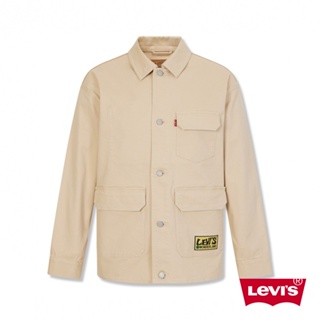Levis 多口袋工裝牛仔外套 個性LOGO布章 / 米黃 男款 A6802-0000 熱賣單品