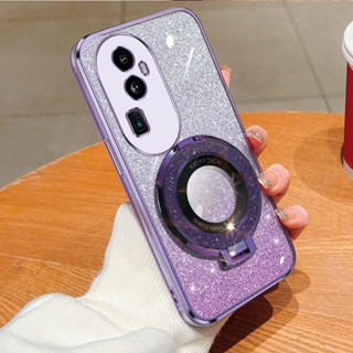 OPPO Reno 13 12 Reno12 Pro Pro+ 手機殼 閃粉漸變 保護套 圓形閃粉支架 防摔軟殼 全包邊