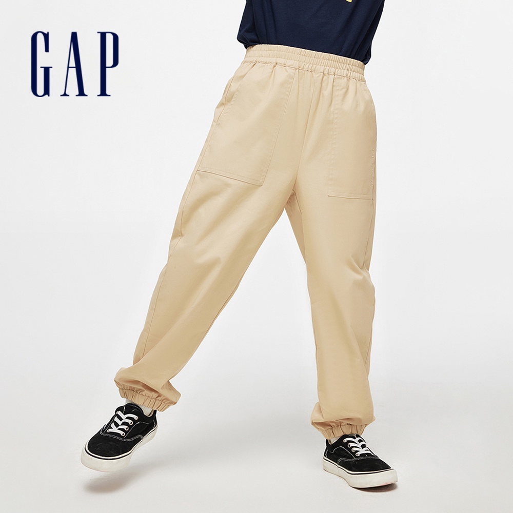 Gap 男童裝 Logo束口鬆緊褲-卡其色(890280)