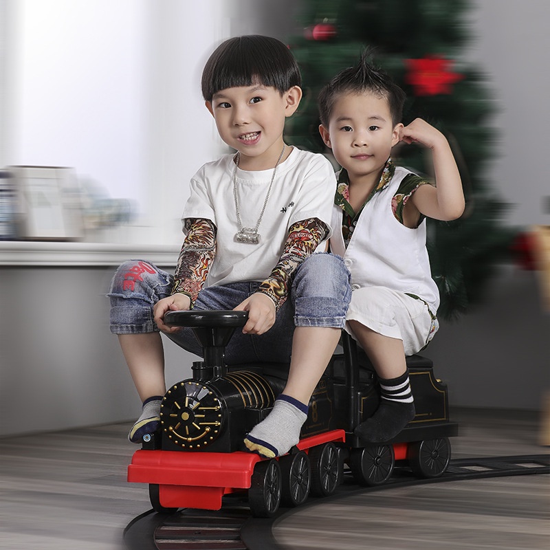 [文森母嬰]免運越誠小火車電動軌道車兒童嬰兒學步車可坐人童車玩具車3歲批發