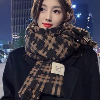 圍巾🎑 格子圍巾冬季女新款高階感韓版百搭加厚保暖大披肩仿羊絨圍脖情侶