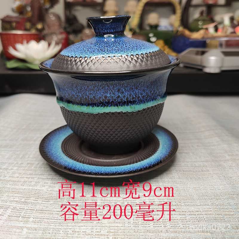 🔥熱賣/免運🔥建盞跳刀天目釉陶瓷三纔蓋碗單個大號200ml創意功夫茶具傢用套裝 L6MK