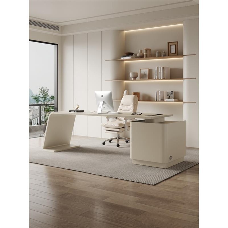 🌟艾尼斯精選🌟法式奶油瑞書桌高端設計感輕奢辦公電腦桌現代書房老闆工作台組合