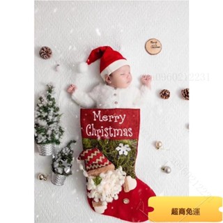 熱賣✨ 2024新生兒耶誕睡袋攝影道具 寶寶滿月照拍攝服裝 寶寶耶誕節禮物袋 拍照道具 寶寶拍照背景布 嬰兒拍照背景 寫