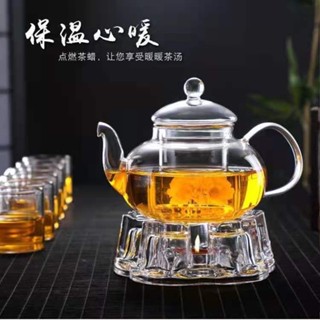 益家加厚耐熱玻璃茶壺600ml花茶壺暖茶座溫茶座加厚耐熱玻璃茶壺花咖啡杯花茶茶壺泡茶壺玻璃CJ