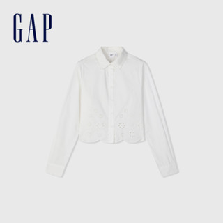 Gap 女裝 純棉長袖襯衫-白色(891882)