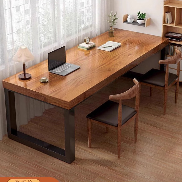 實木電腦桌雙人并排松木桌面書桌書房大板桌長桌子辦公桌簡約現代 實木桌實木會議桌轉角桌0131