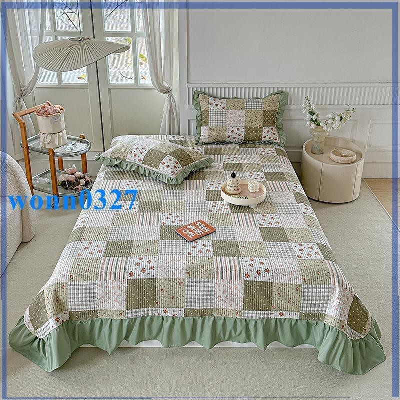 家居精選 2024 新到貨花卉絎縫床罩 床蓋 適用於單人大床/特大號絎縫羽絨被床單 3 合 1 加厚床單床