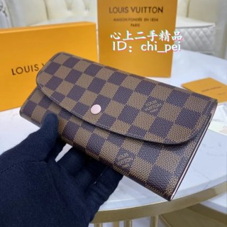 心上二手 LV Louis Vuitton EMILIE WALLET 棕色方格帆布長夾N60214 N63544 錢包