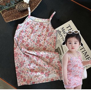 Mini baby🌷韓版童裝吊帶裙夏季新款洋氣甜美女童寶寶冰絲薄款透氣碎花連衣裙