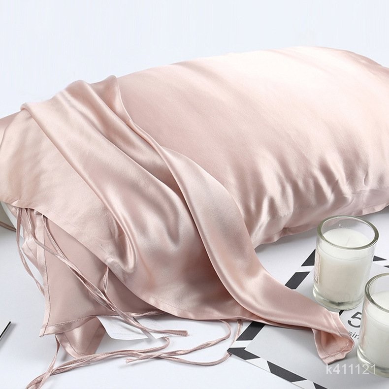 19姆米真絲枕巾 100桑蠶絲絲綢枕巾 護膚養髮枕頭套 係帶式枕頭套 單人枕巾 QND1
