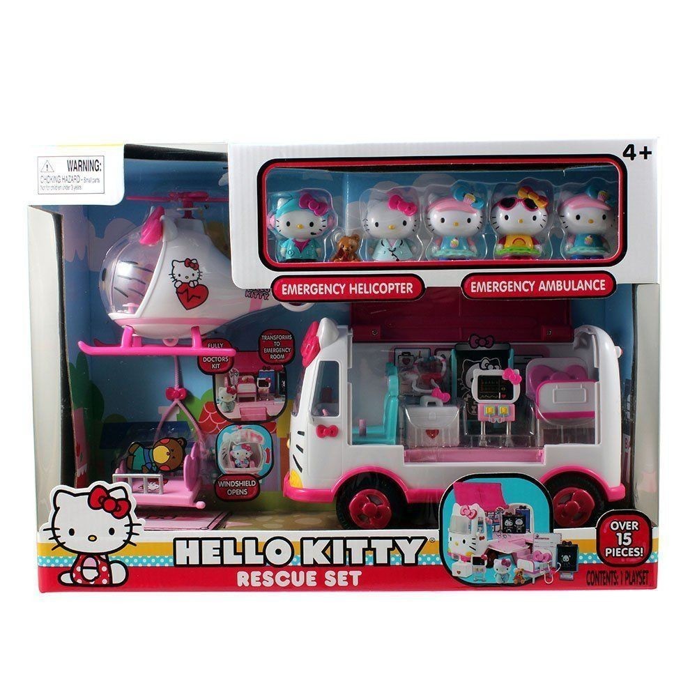 🌸正版授權🌸Hello Kitty凱蒂貓救援組合套大飛機餐車校車人偶女孩過家家玩具