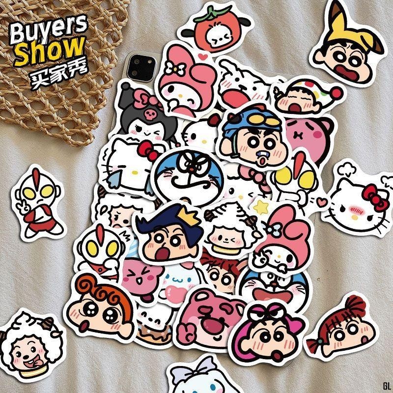 台灣熱賣200張卡通三麗鷗手賬超可愛貼紙哆啦A夢蠟筆小新行李箱平板貼畫
