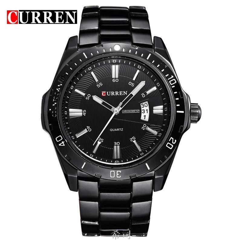 【希司】CURREN 卡瑞恩8110男士手錶 時尚日曆手錶 鋼帶防水石英男士手錶