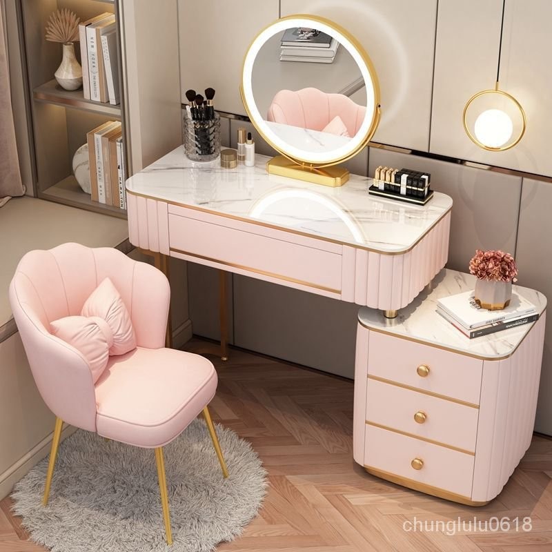 全實木梳妝台臥室輕奢梳妝桌現代簡約小戶型伸縮化妝台收納櫃一體