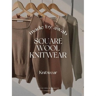【Codibook】韓國 AWAB 羊毛混紡方領針織上衣［預購］針織衫 毛衣 女裝