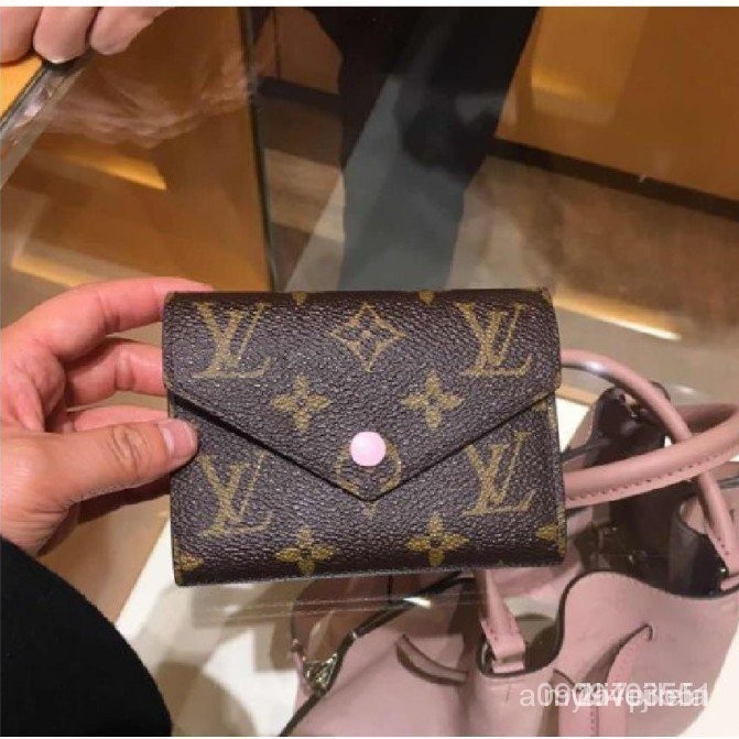 二手正品Louis Vuitton LV M62360 Victorine 粉紅 三折 短夾