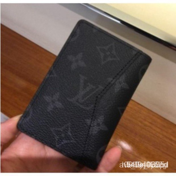 二手真品 Louis Vuitton LV 路易威登 M61696 經典黑灰 帆布紋 信用卡 名片夾 paW6