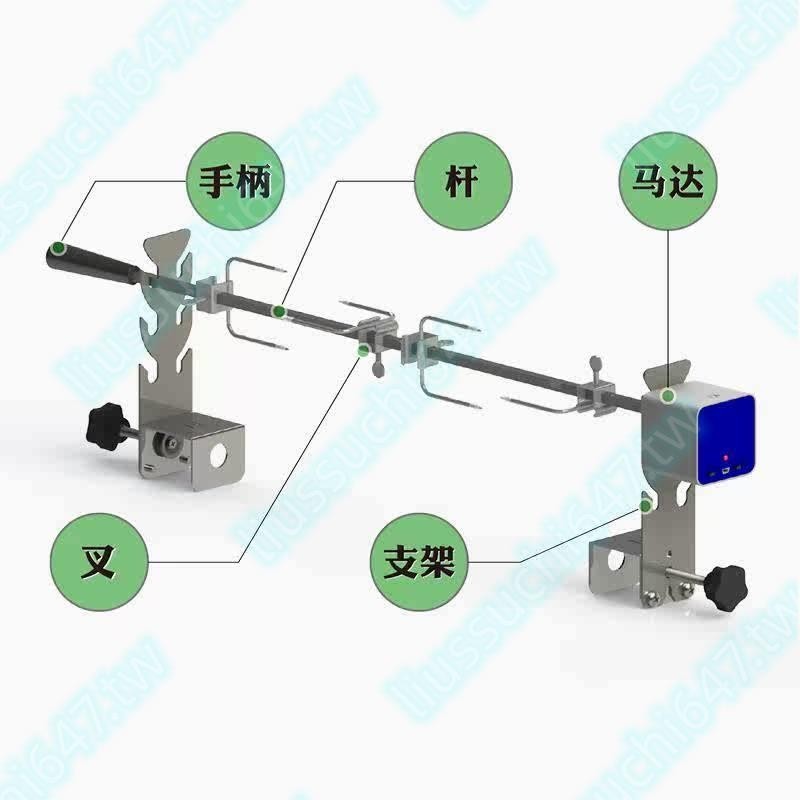 自動燒烤叉燒烤爐改裝電動馬達烤架旋轉烤雞烤叉不銹鋼烤爐架子💕火爆熱賣KKK