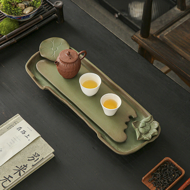 澤子小铺日式粗陶茶盤家用干泡盤禪意儲水小型兩人用簡易茶臺陶瓷壺承創意