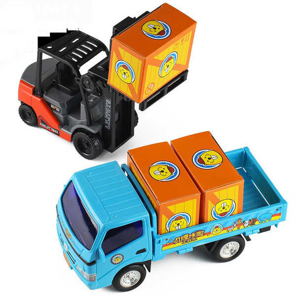 慣性運輸卡車男孩子小貨車清障拖車叉車仿真工程汽車模型兒童玩具