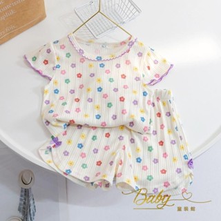 希希❤baby兒童睡衣夏季薄款寶寶短袖短褲純棉空調服女童韓版碎花家居服套裝