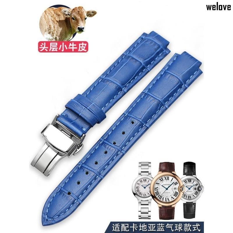 【好貨上新Y】代用卡地亞Cartier藍氣球真皮錶帶 凸接口真皮錶帶 18 22mm男女